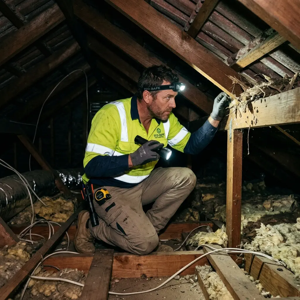 Technician using detection equipment to locate a dead rat inside a Wallington wall cavity